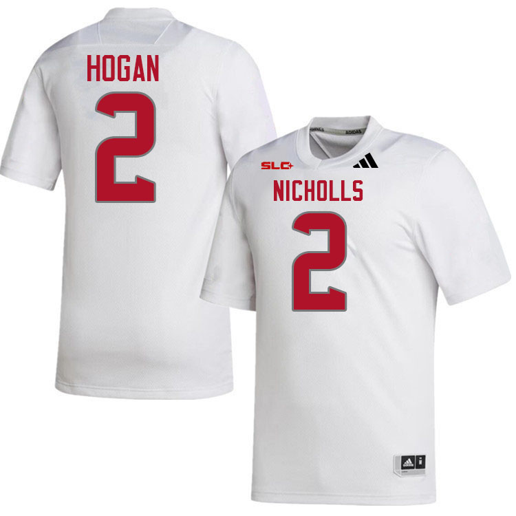 Nicholls Colonels #2 Deuce Hogan College Football Jerseys,Uniforms Stitched-White